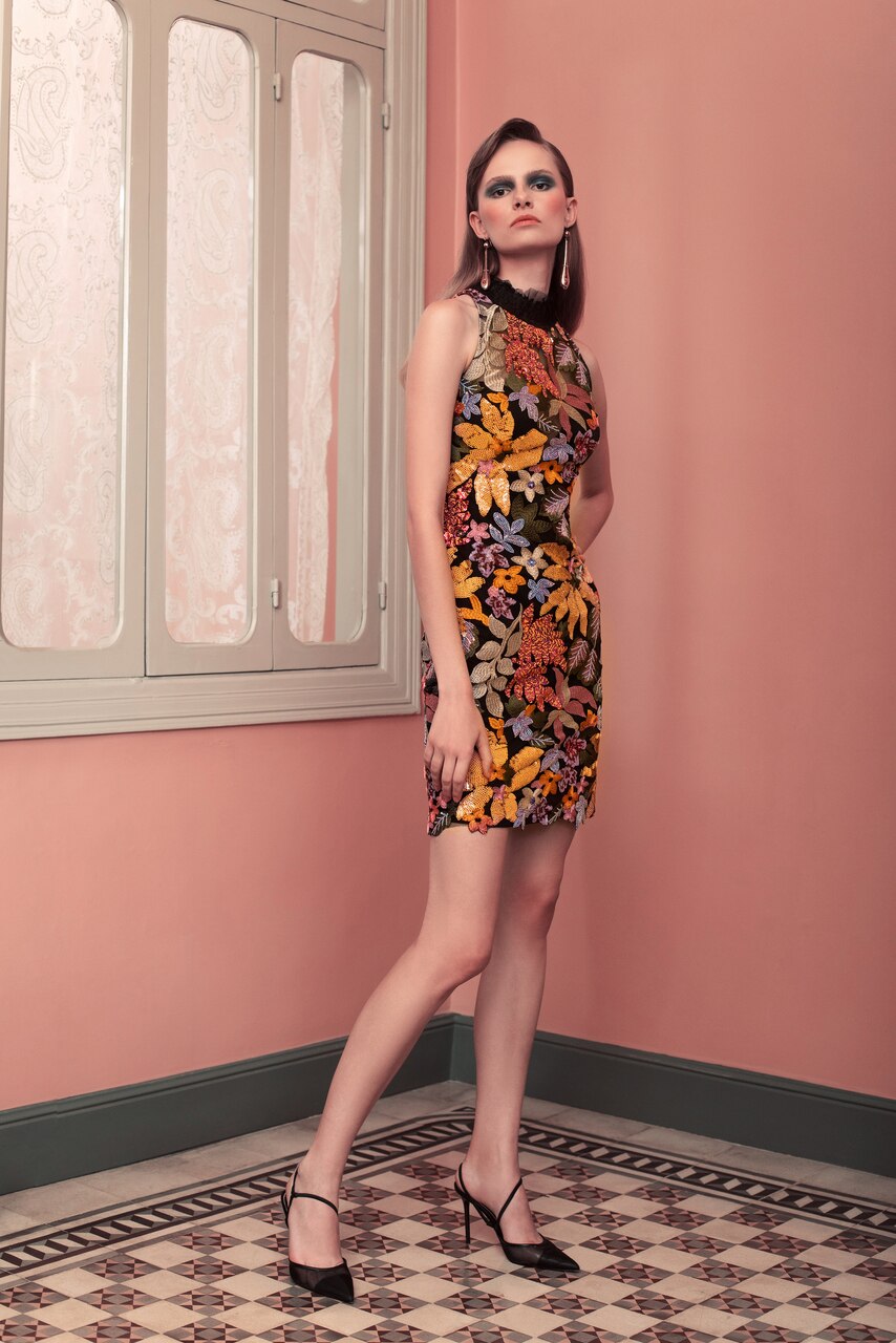 Beaded Sleeveless Multi Sheath Dress