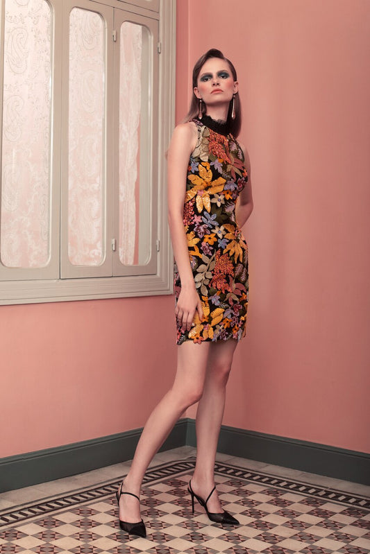 Beaded Sleeveless Multi Sheath Dress