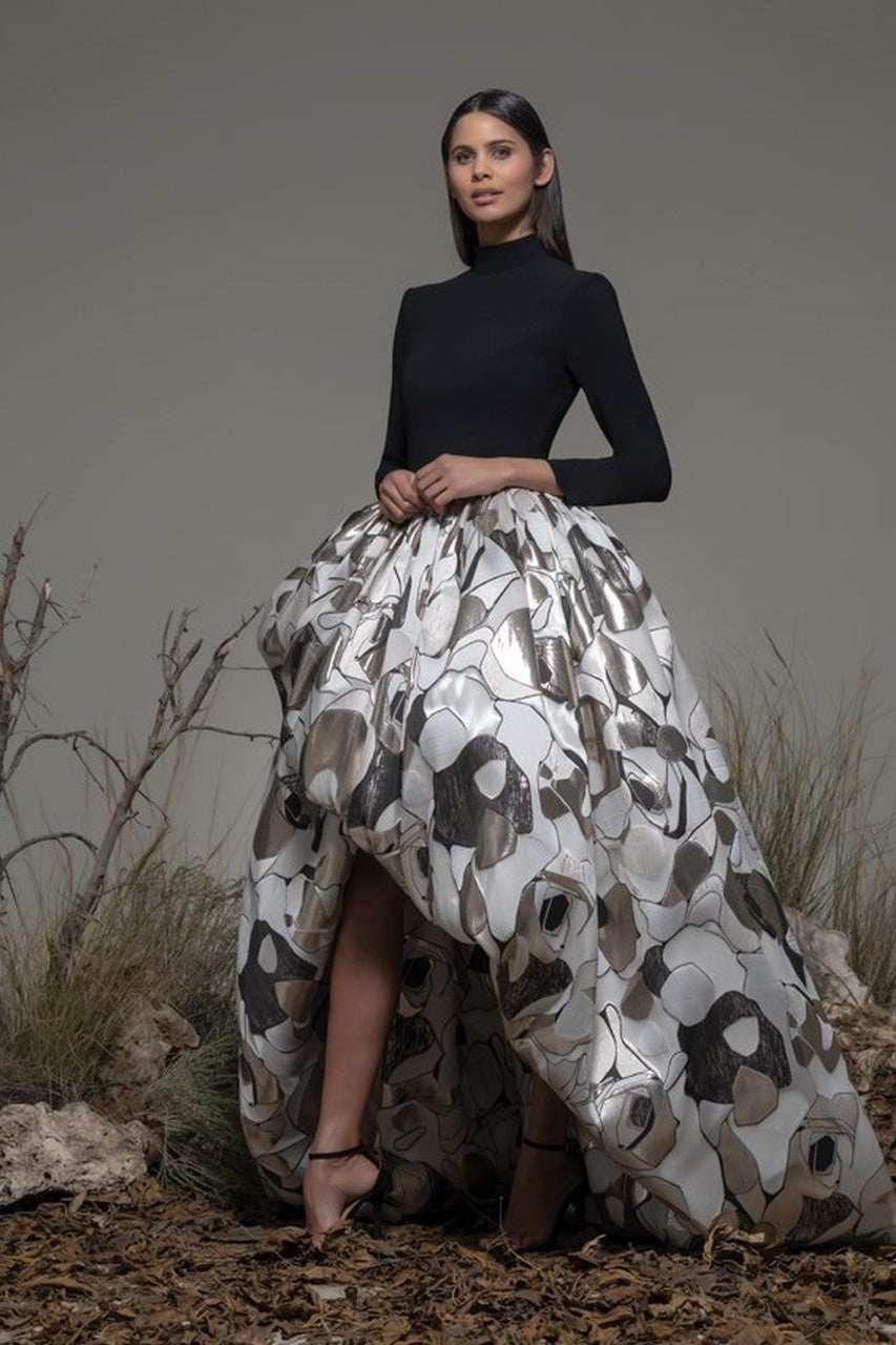 Boreto Long Sleeve High-Low Gown