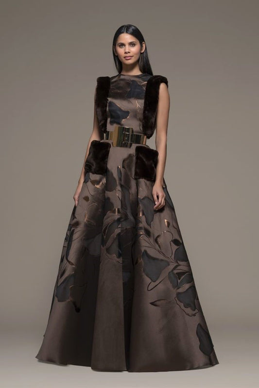 Botticino Sleeveless A-Line Gown