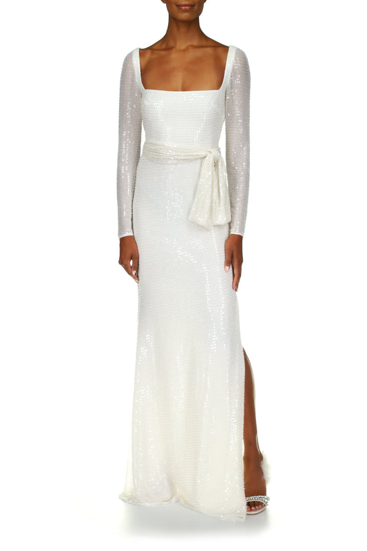 Beaded Long Sleeve Gown