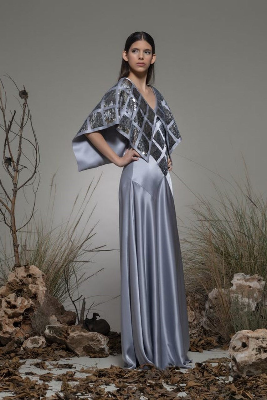 Baselice Cape Sleeve Gown