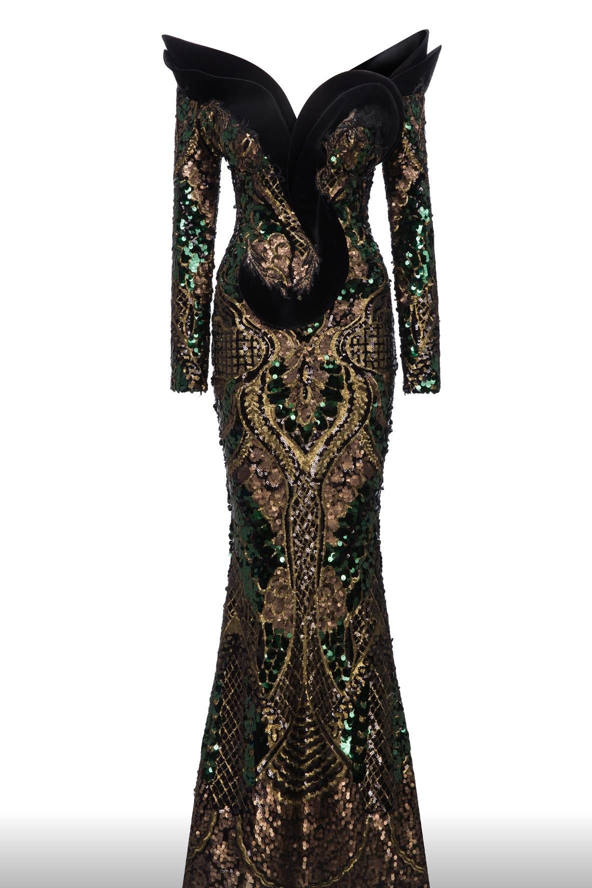Fully Embellished long Sleeved Gown