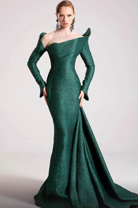 Off-Shoulder Jacquard Gown