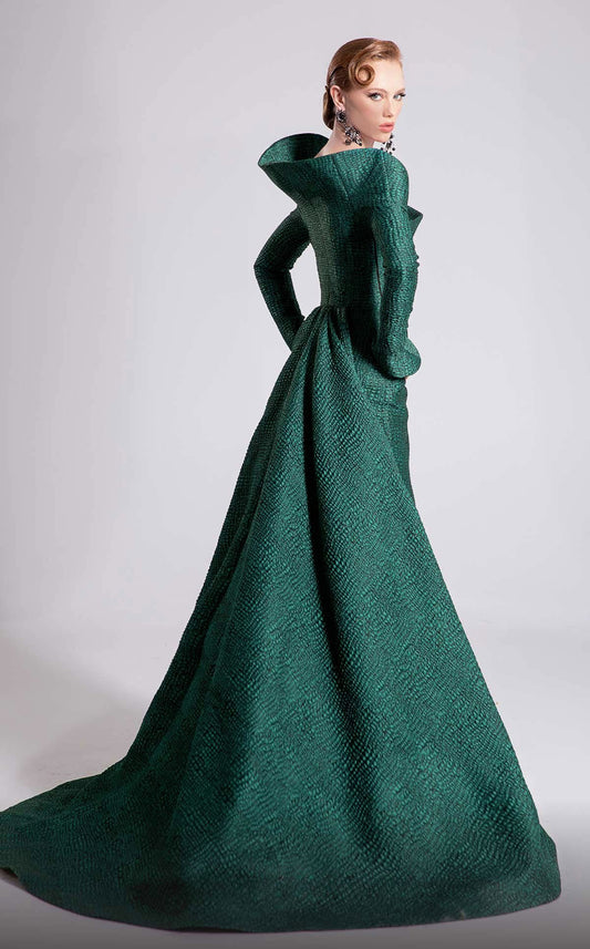 Off-Shoulder Jacquard Gown