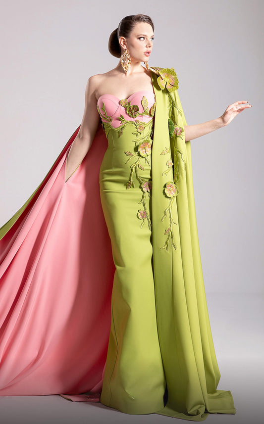 Floral Gown with Cape