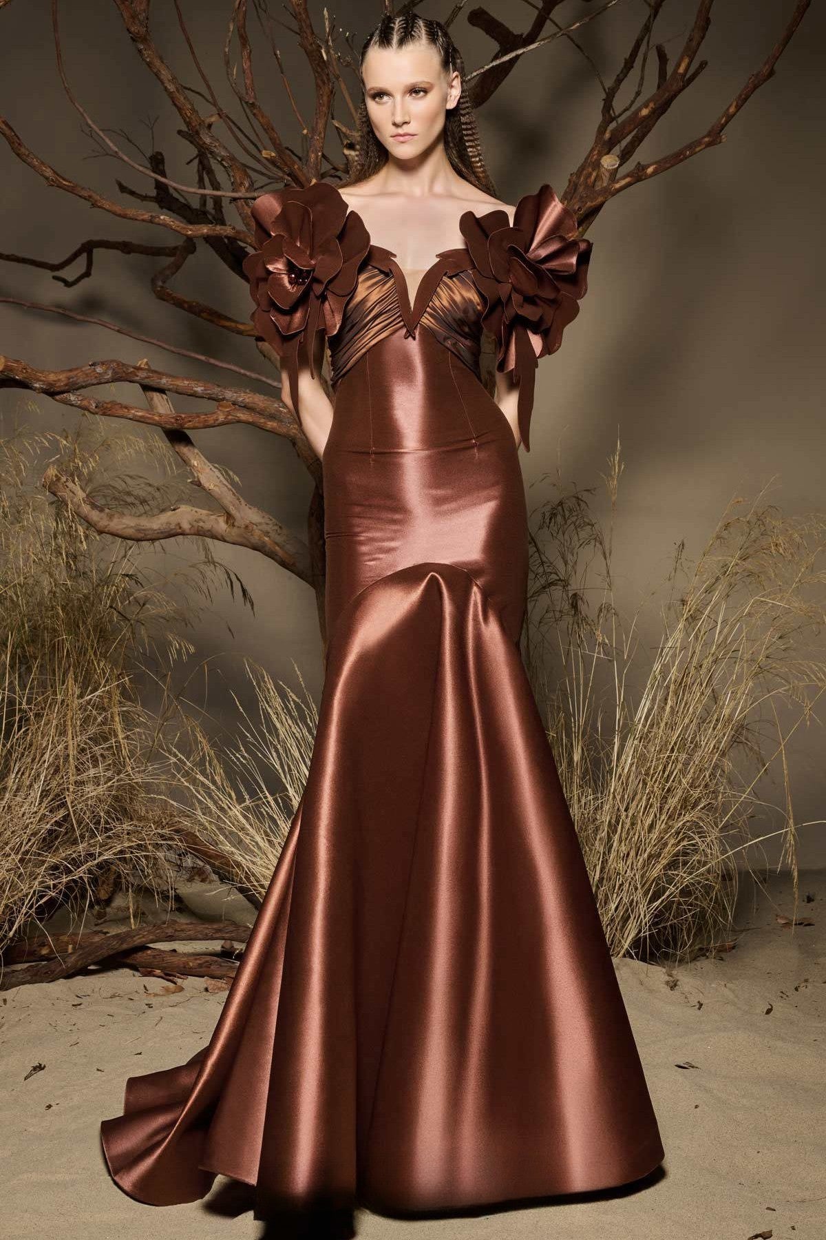 Floral Applique Sleeve Gown