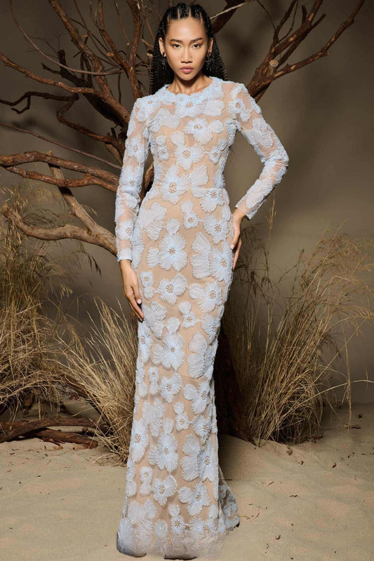 Floral Long Sleeve Gown