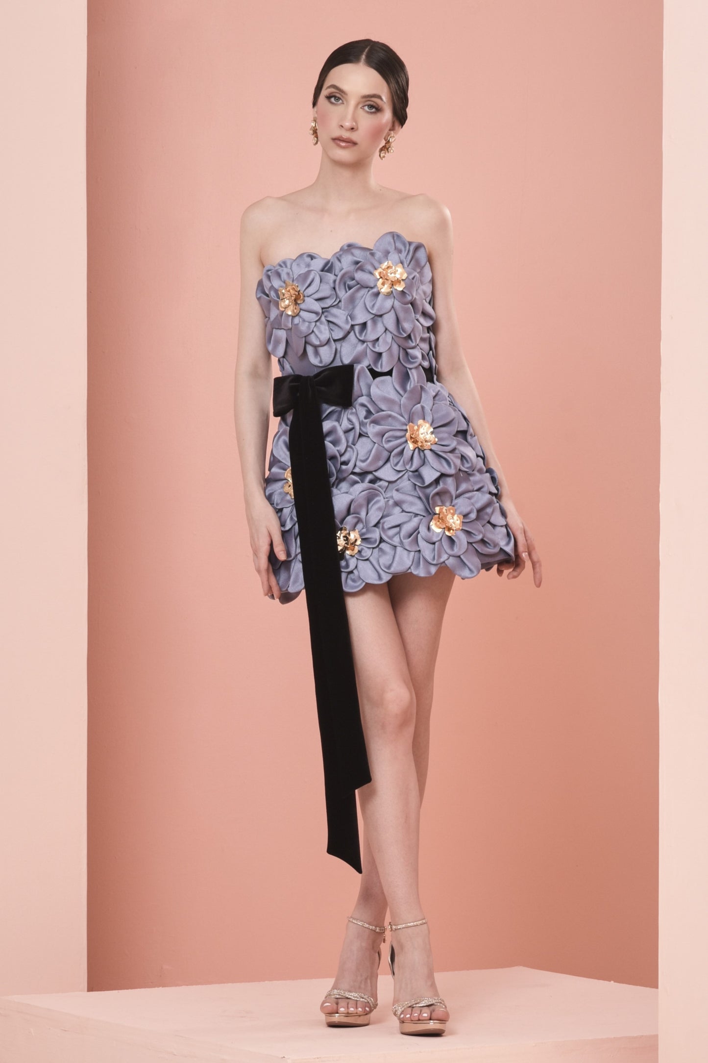 Silk Gazar Floral Mini Dress