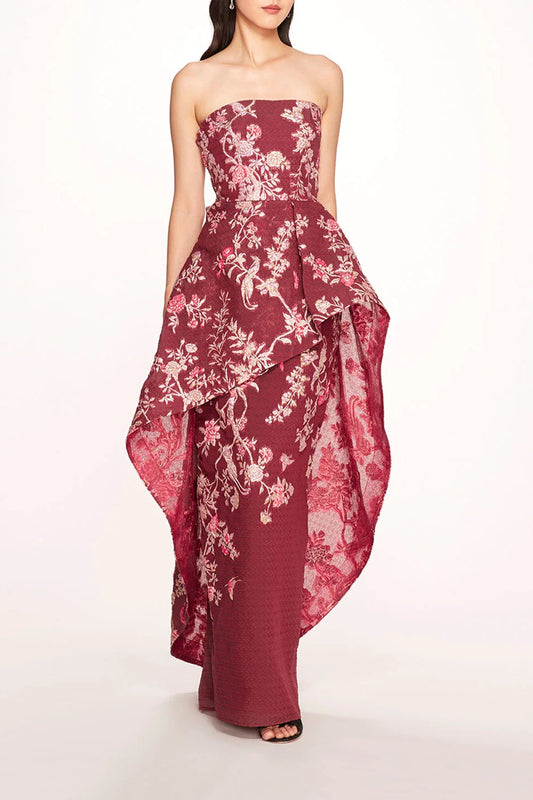 Strapless Sleeveless Gilded Gown