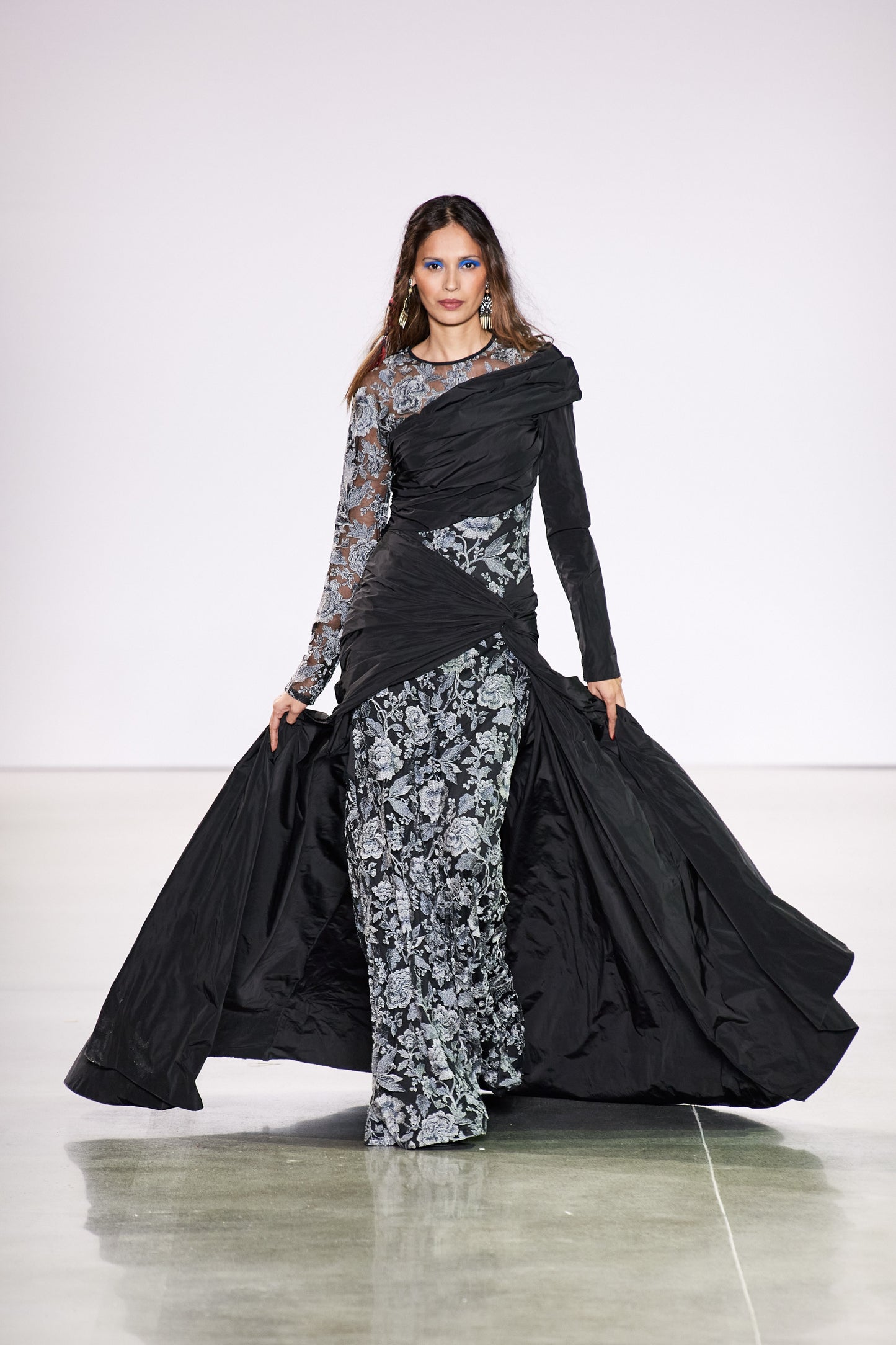 Long Sleeve Ruched Gown