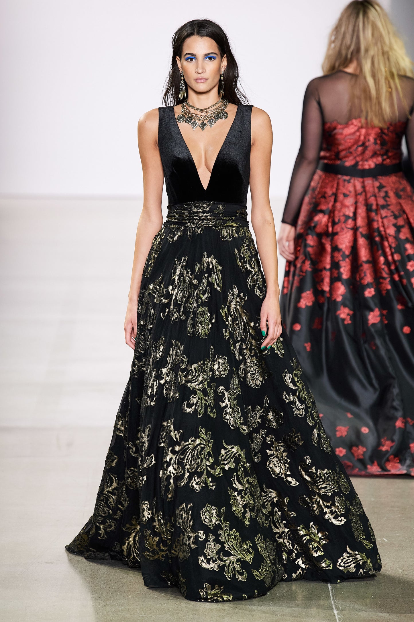 Sleeveless Deep V-Neck Gown