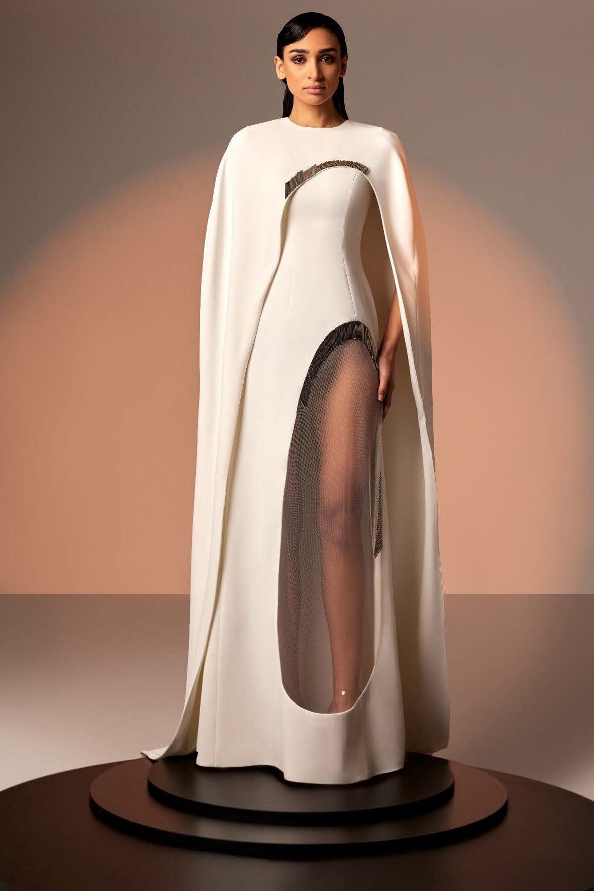 Crepe Peek-A-Boo Gown