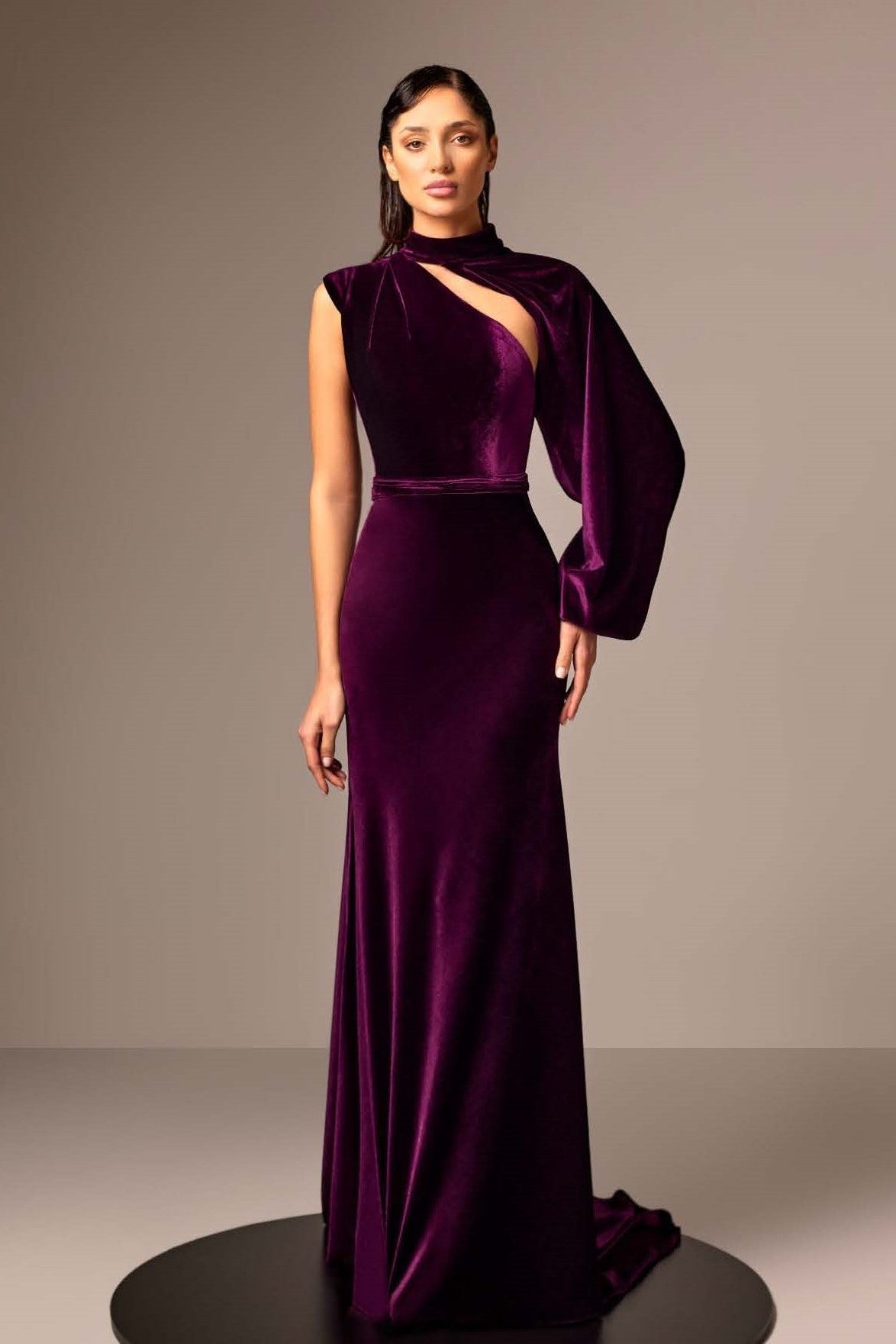 Long Sleeve Slim Velvet Gown