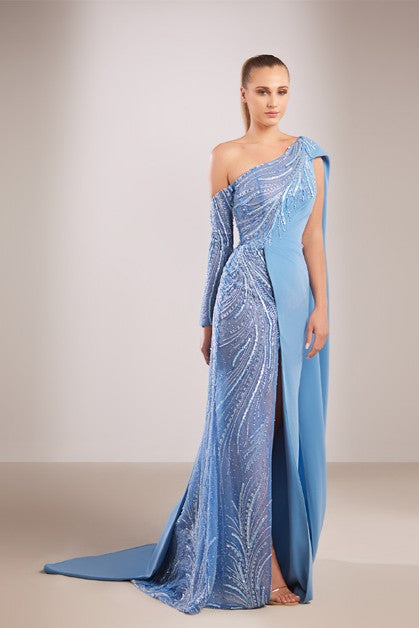 One-Shoulder Embellished Gown