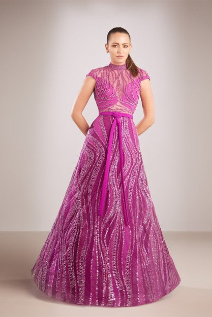 High-Neck Cap Sleeve Dress