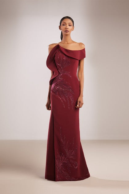 Strapless Crepe Beaded Dress