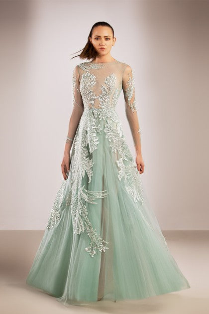 Illusion Embellished Gown