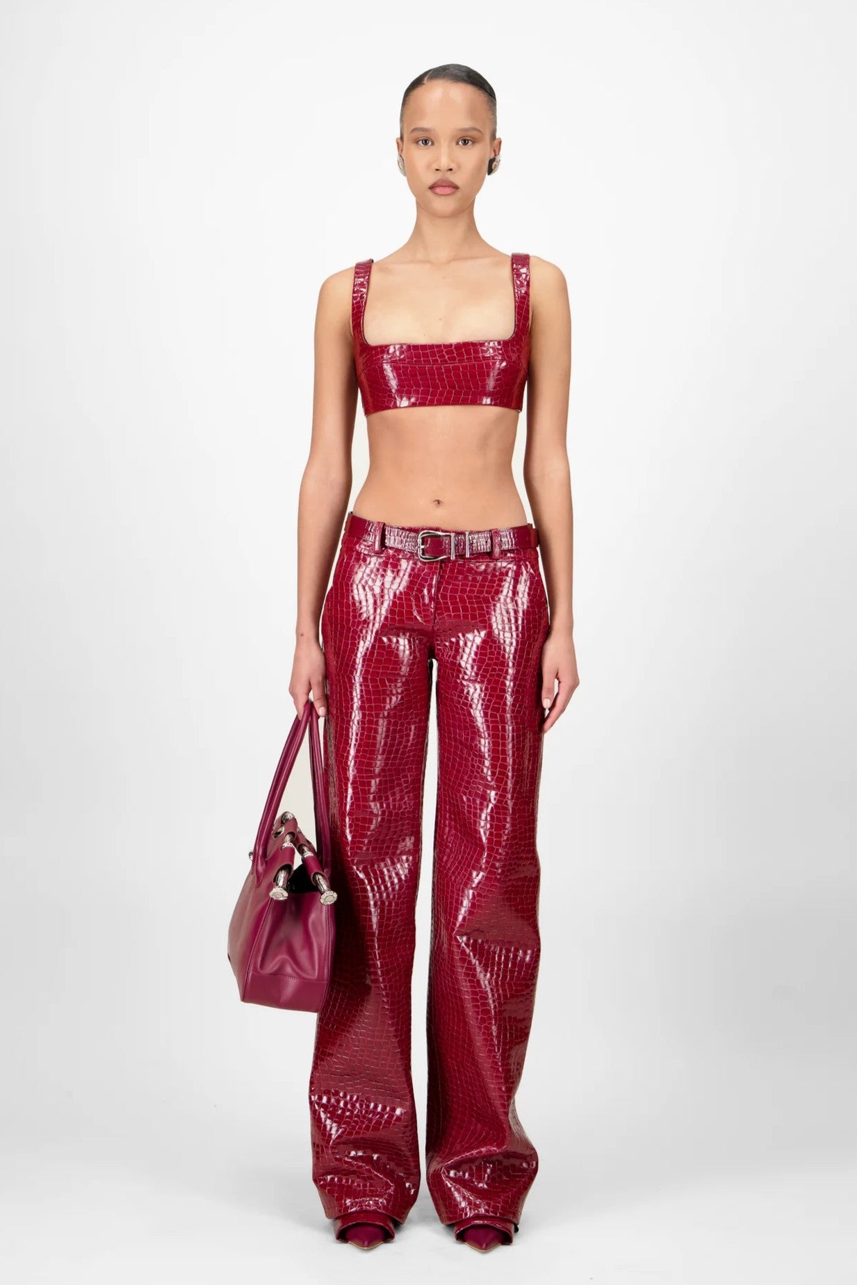 Crocodile Leather Bralette & Pants