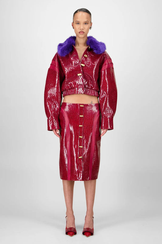 Crocodile Bomber Jacket & Skirt