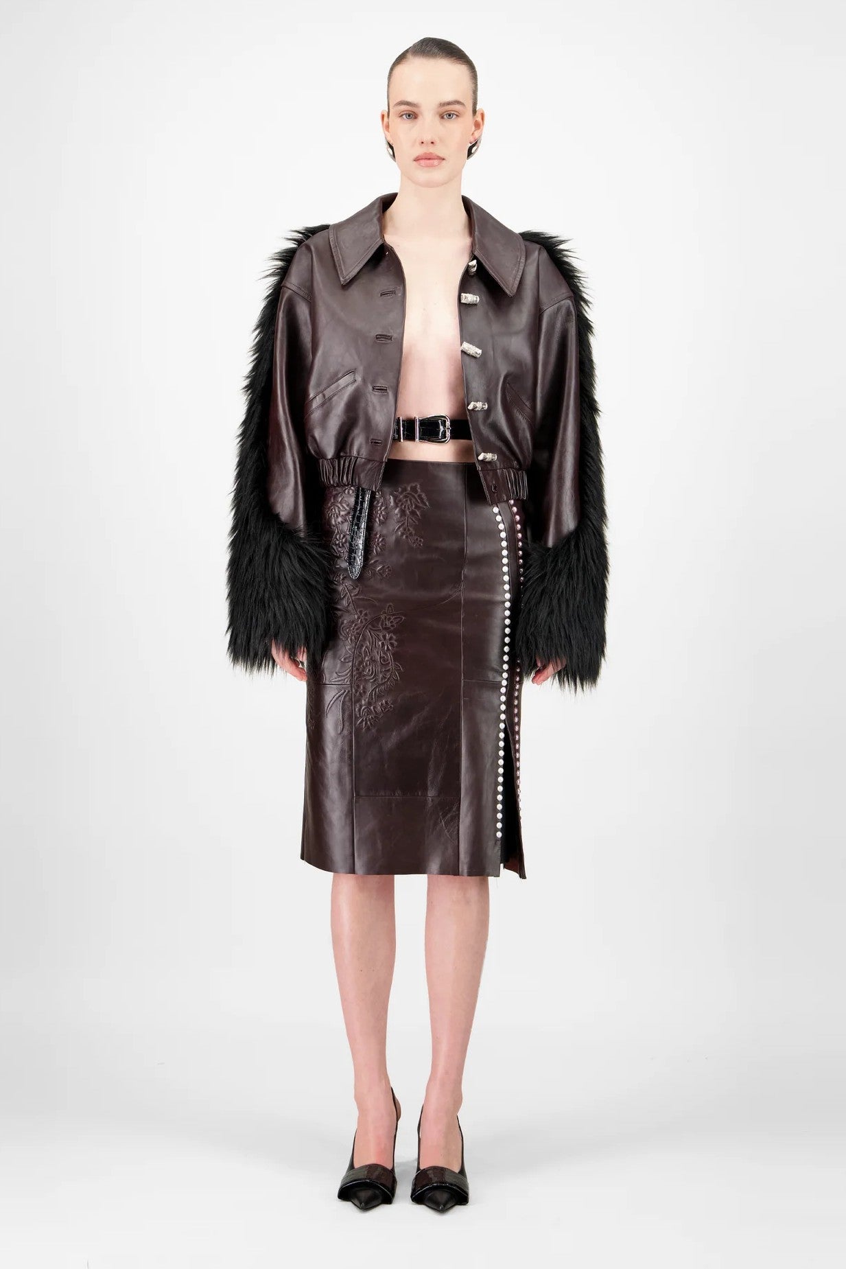Bomber Leather Jacket & Skirt