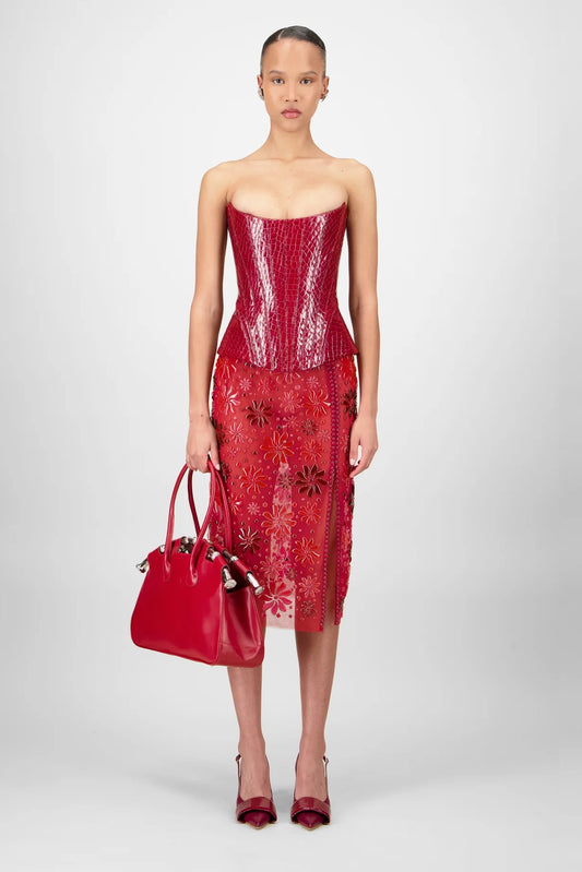 Crocodile Leather Corset & Skirt