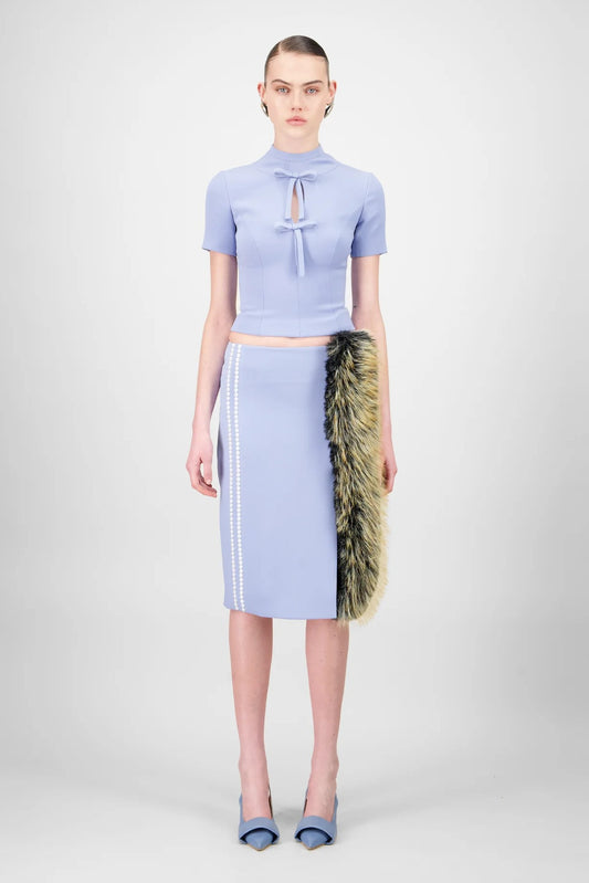 Crepe Blouse & Short Skirt