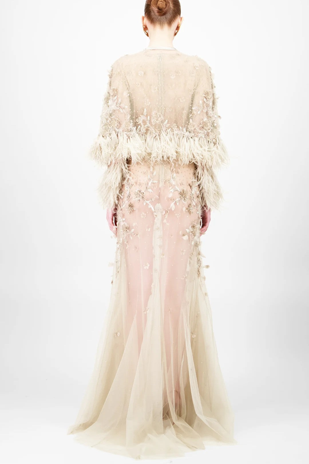 Beaded Tulle Long Dress