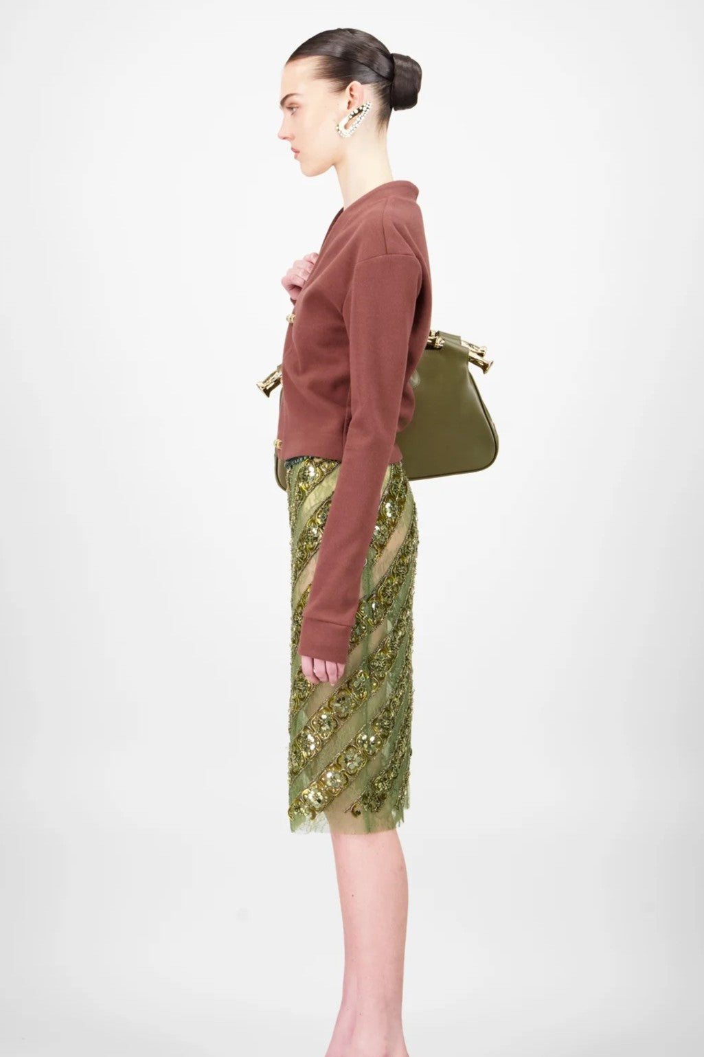 Cropped Cardigan & Beaded Skirt