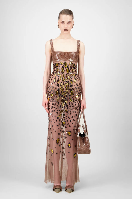 Leopard Tulle Long Dress