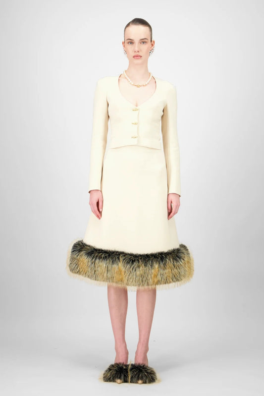 Cropped Jacket & Flowy Midi Skirt