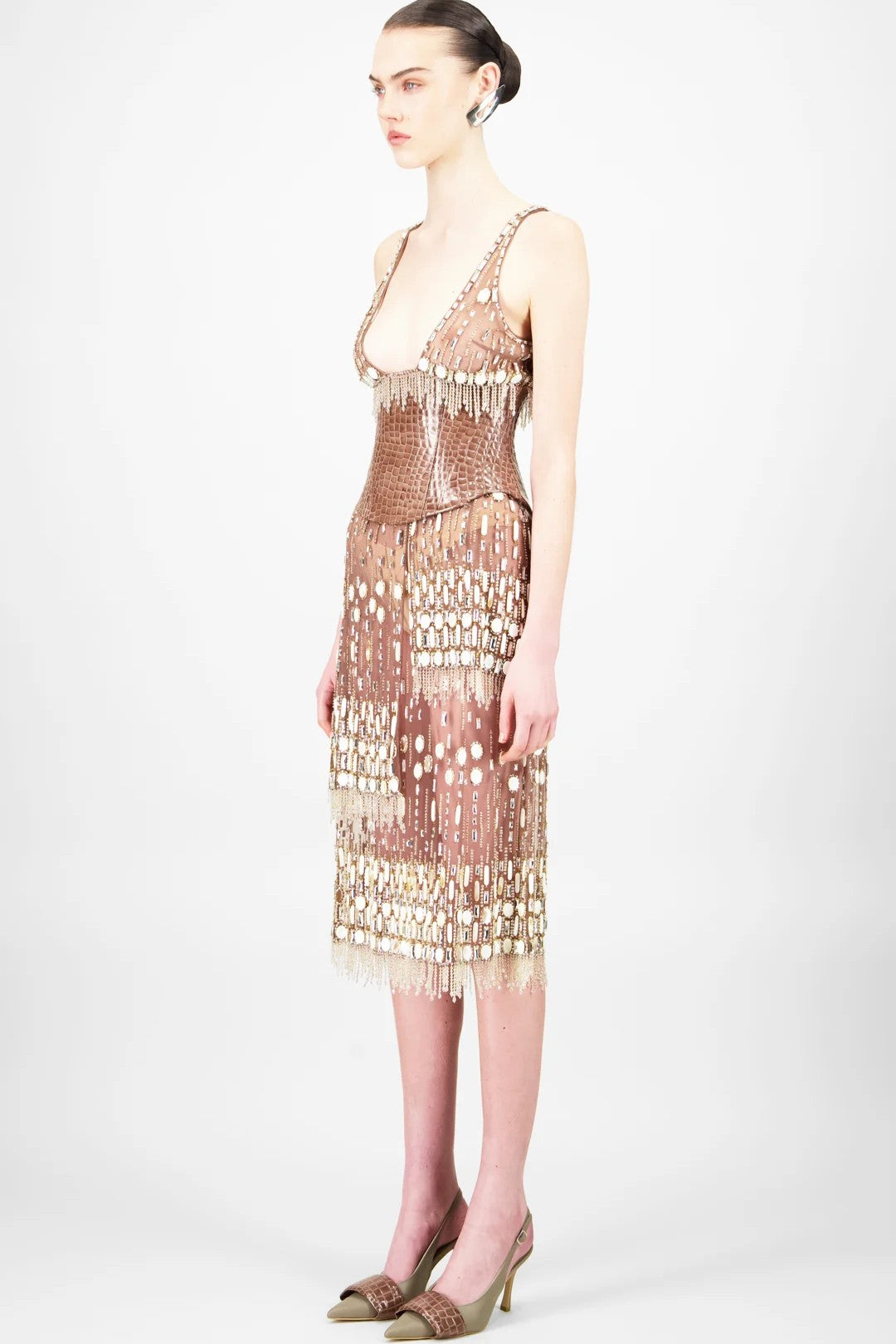 Layered Beaded Short Dress