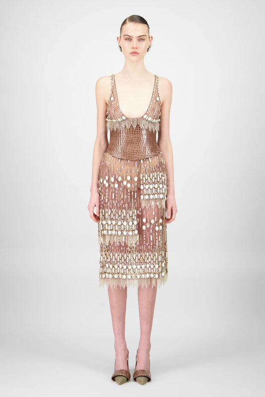 Layered Beaded Short Dress