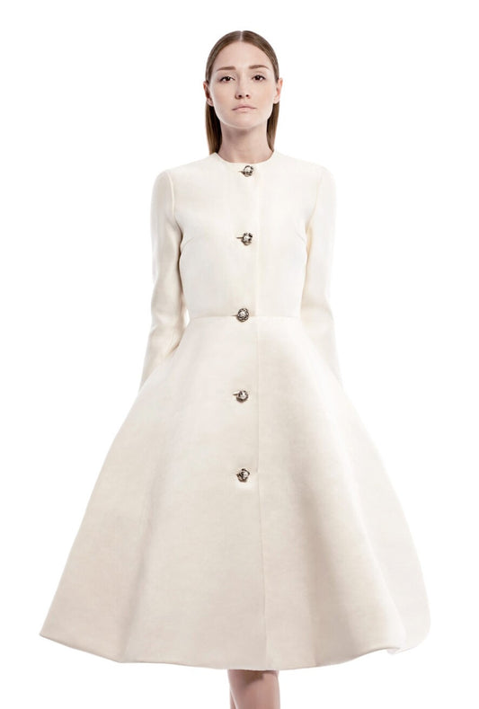 Long Sleeved Flower Pearl Coat