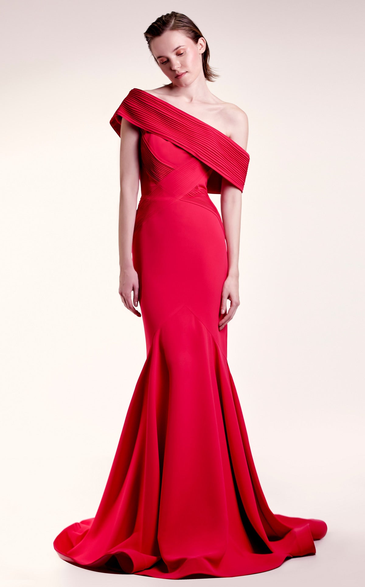 Asymmetrical Neck Gown