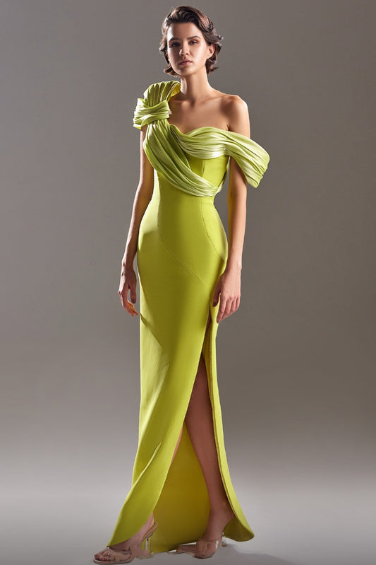 Dropped Sleeve Crepe Gown