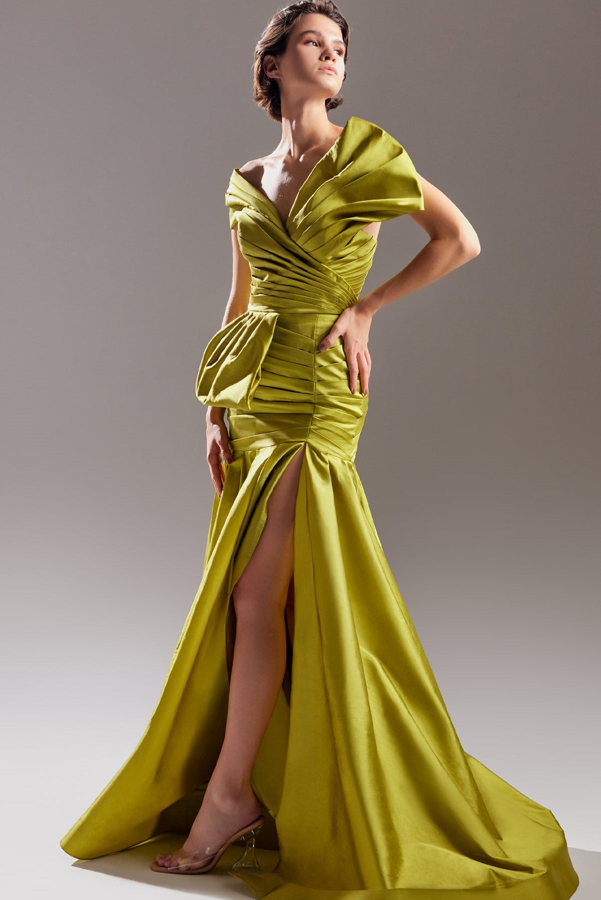 Exaggerated Draped Taffeta Gown