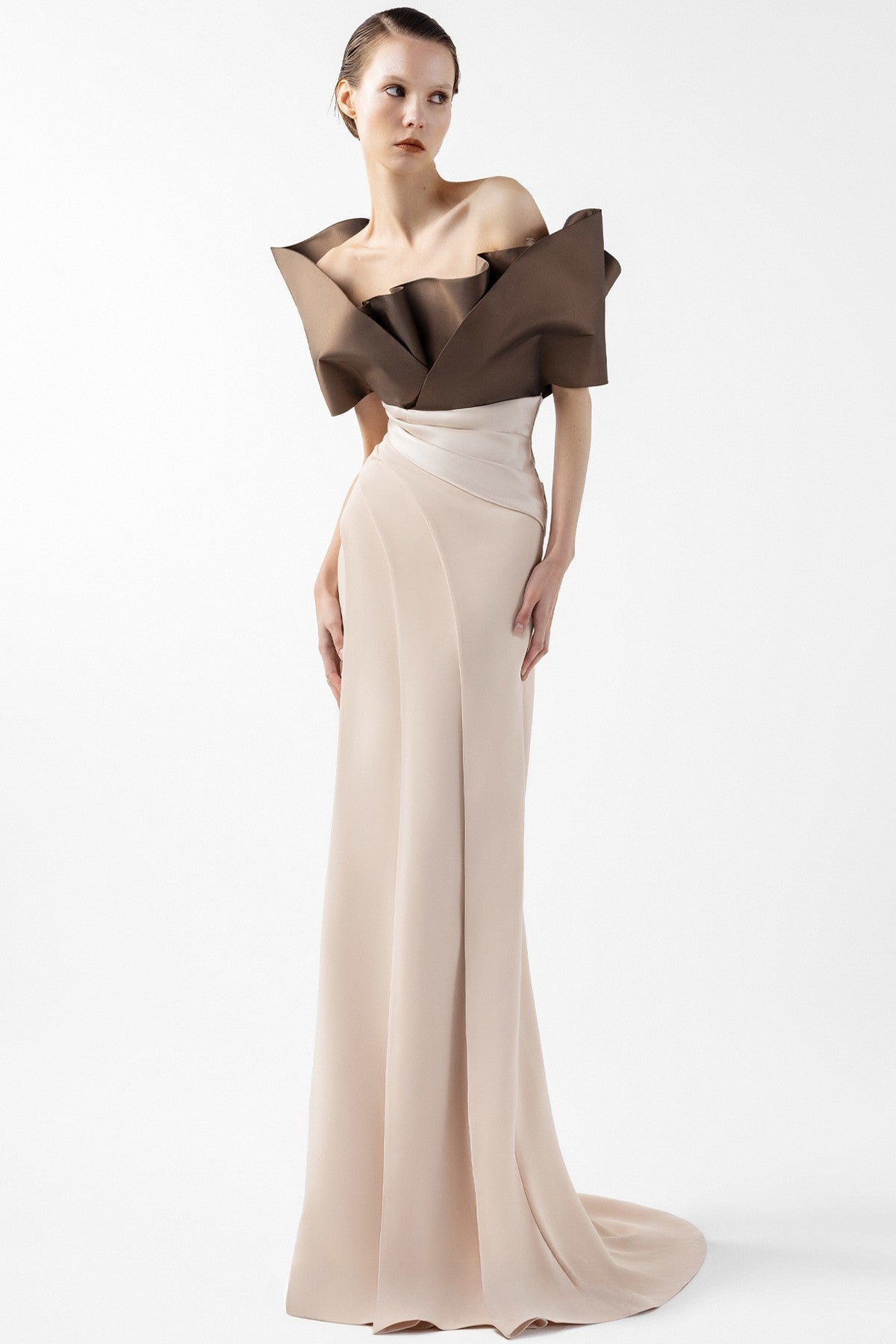 Two-Tone Sculptural Gown
