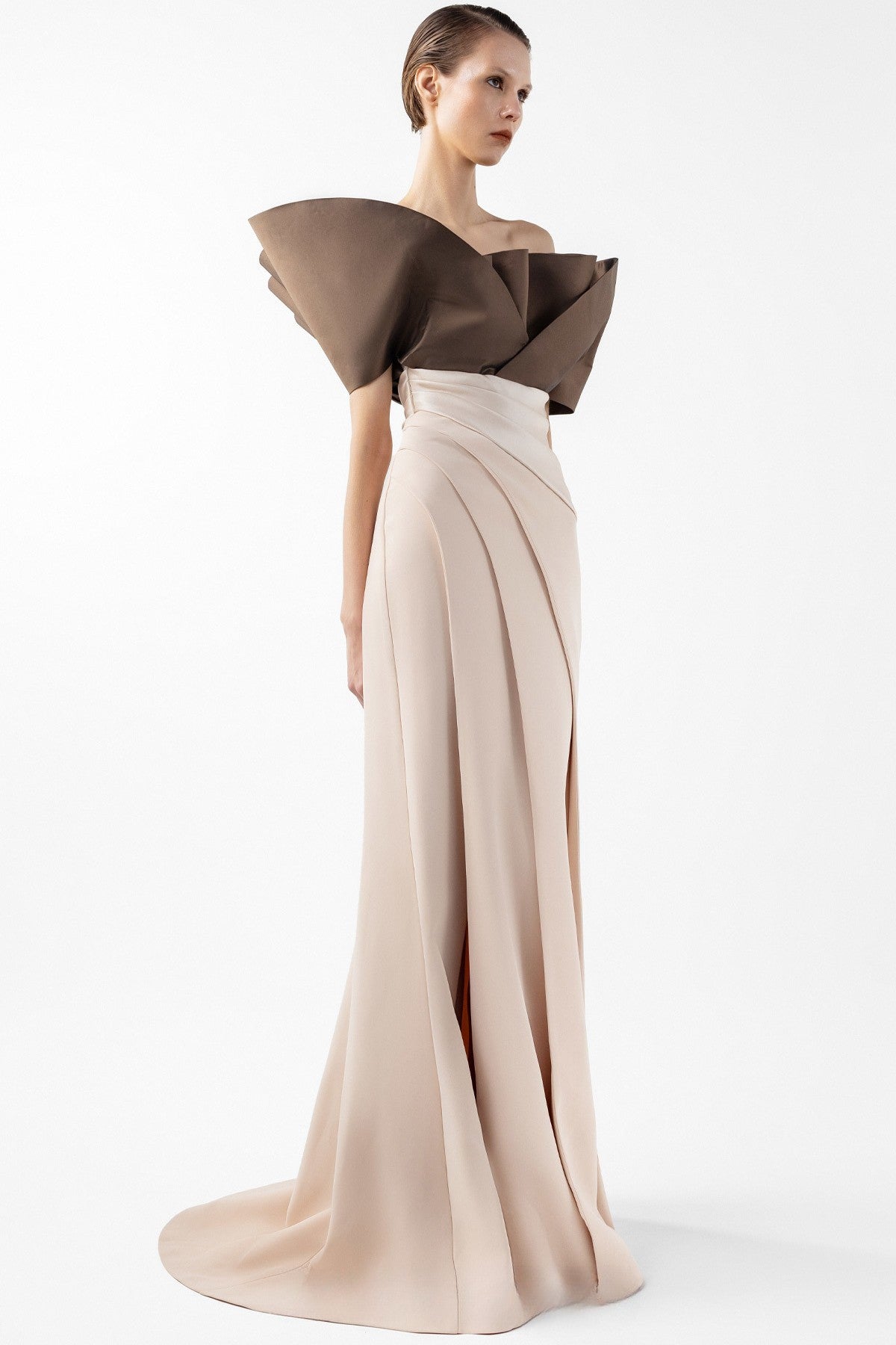 Two-Tone Sculptural Gown