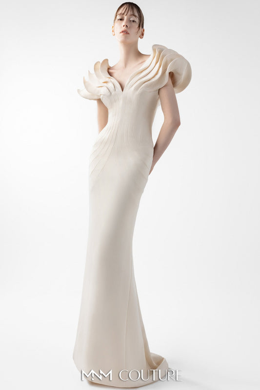 Sculptural Cream Elegance Gown