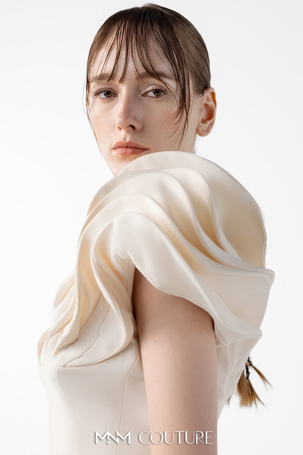 Sculptural Cream Elegance Gown