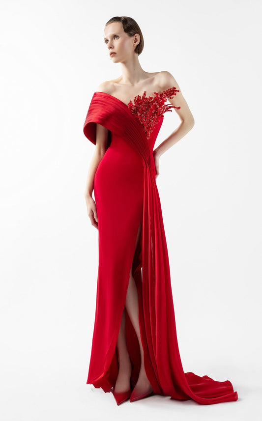 Asymmetric Neckline Gown