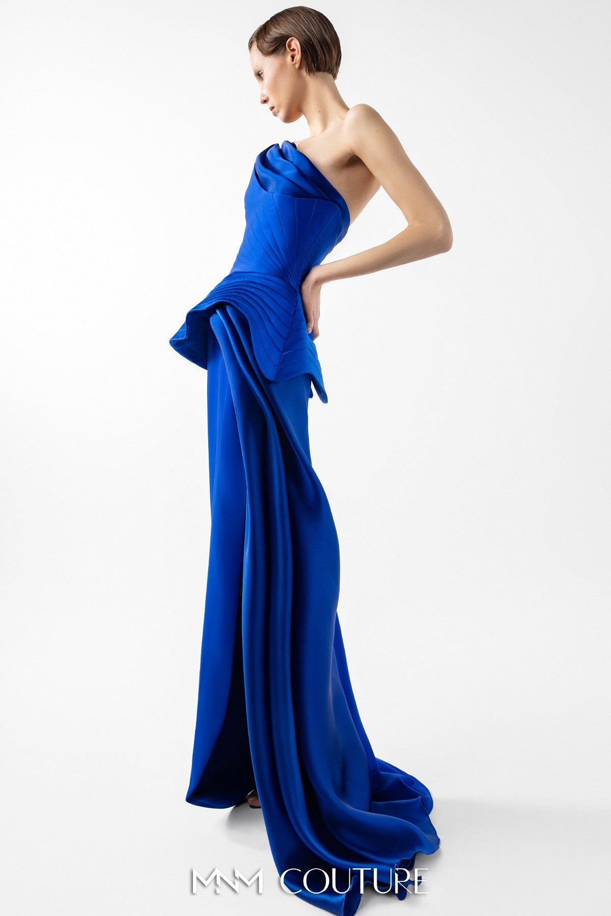 Royal Blue Corset Peplum Gown