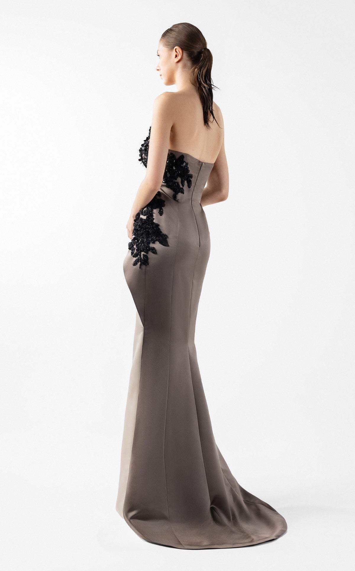 Strapless Floral Gown