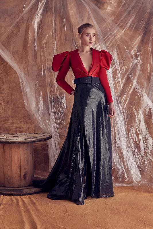Micaela Long Sleeve Sequin Gown