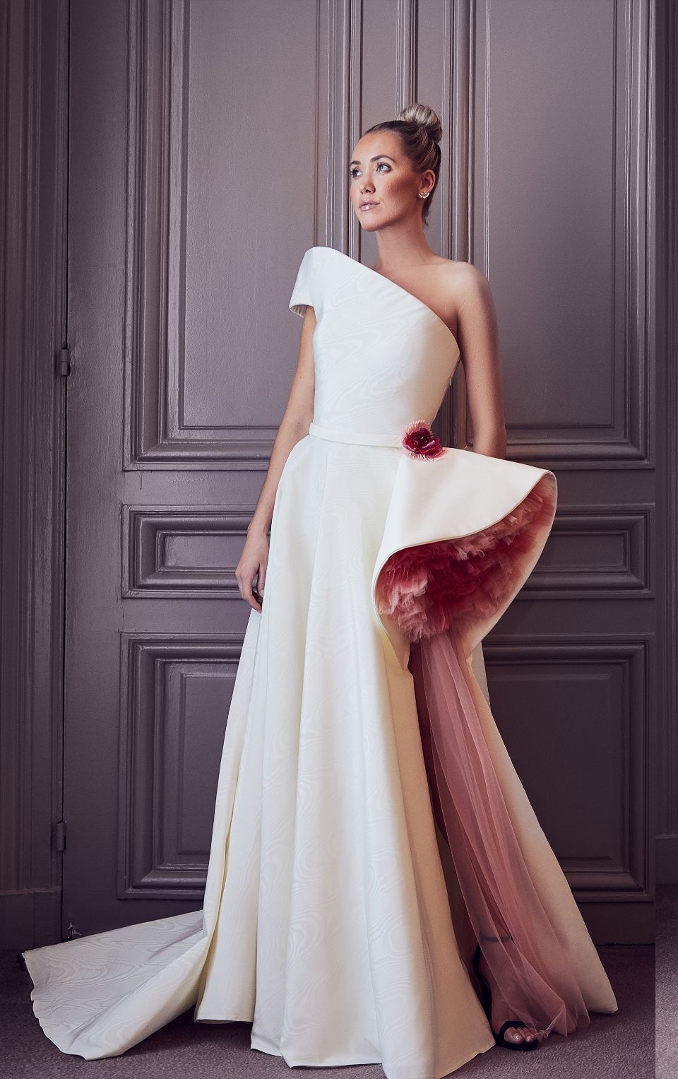 One Shoulder Sweep Train Gown