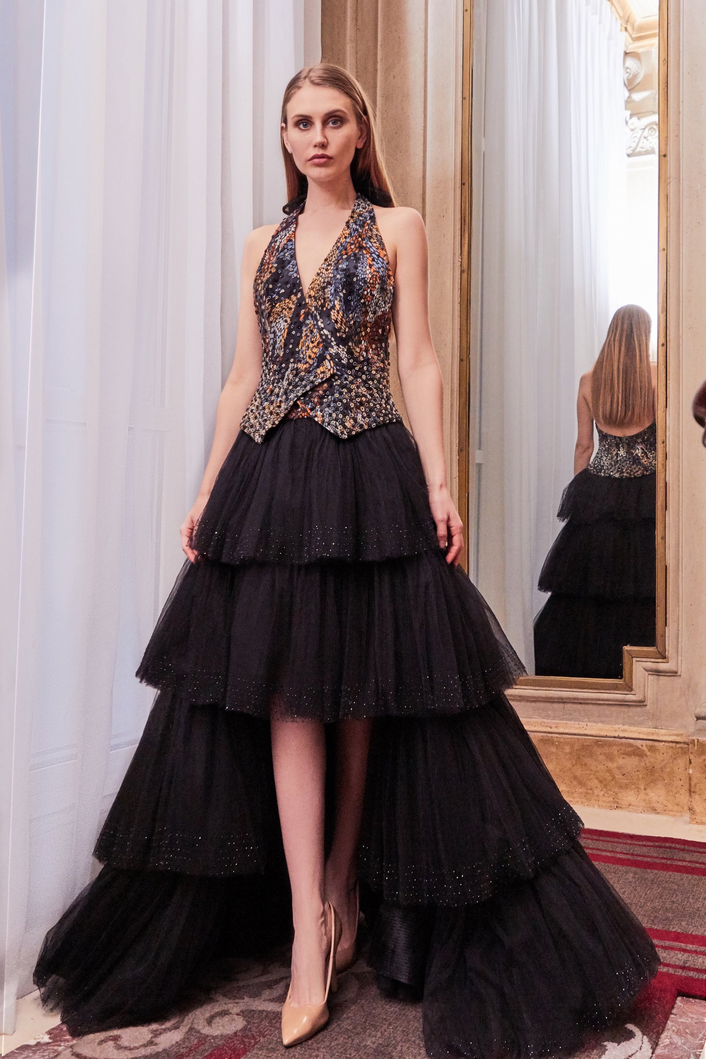 Halter Neck High-Low Gown