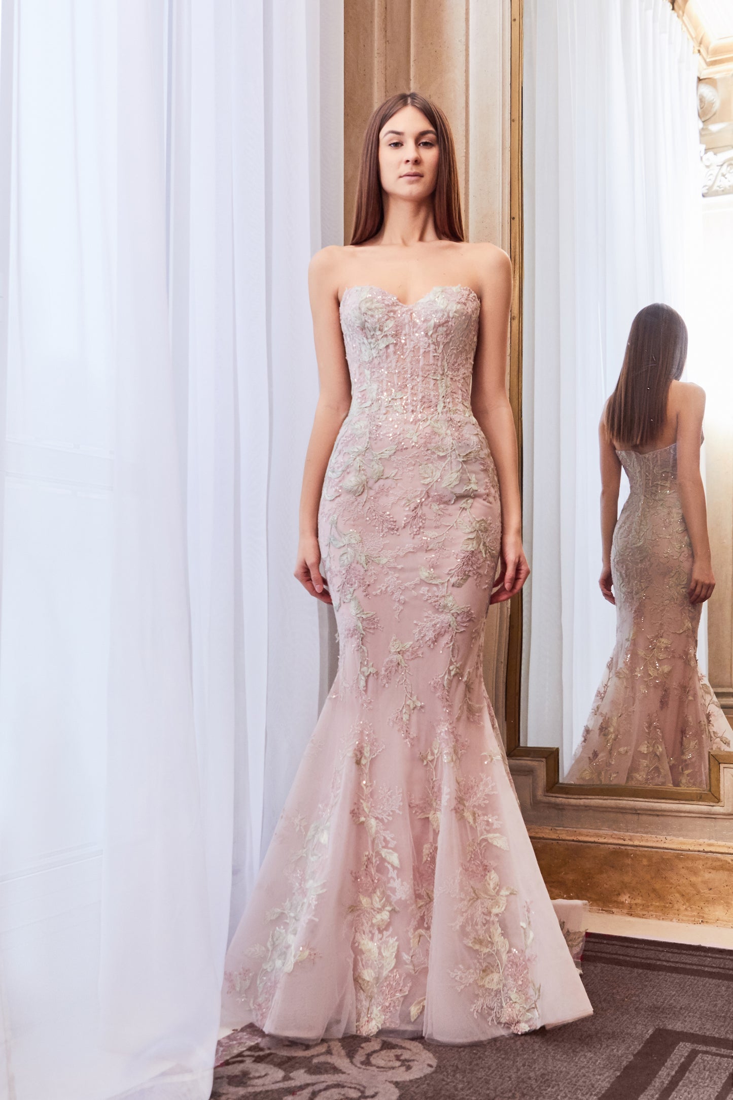 Strapless Embellished Mermaid Gown