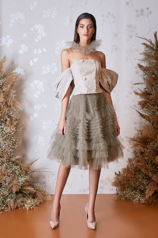 Off Shoulder Top and Ruffled Skirt