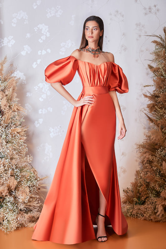 Off Shoulder Slit  Gown